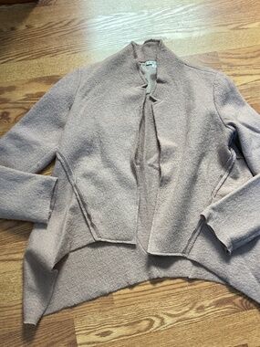 CAbi Blush 100% Wool Open Front Asymmetrical  Jacket Size S